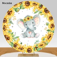 mocsicka round backdrop for newborn baby shower baptism elephant sunflower girl 1st birthday photo background circle decor props