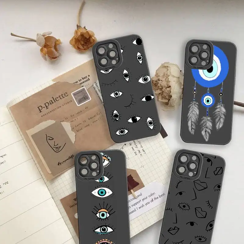

Evil eye blue pattern Phone Case For iPhone 13 12 11 Pro MAX Mini X XS XR 7 8 Plus Camera Lens Liquid Silicone