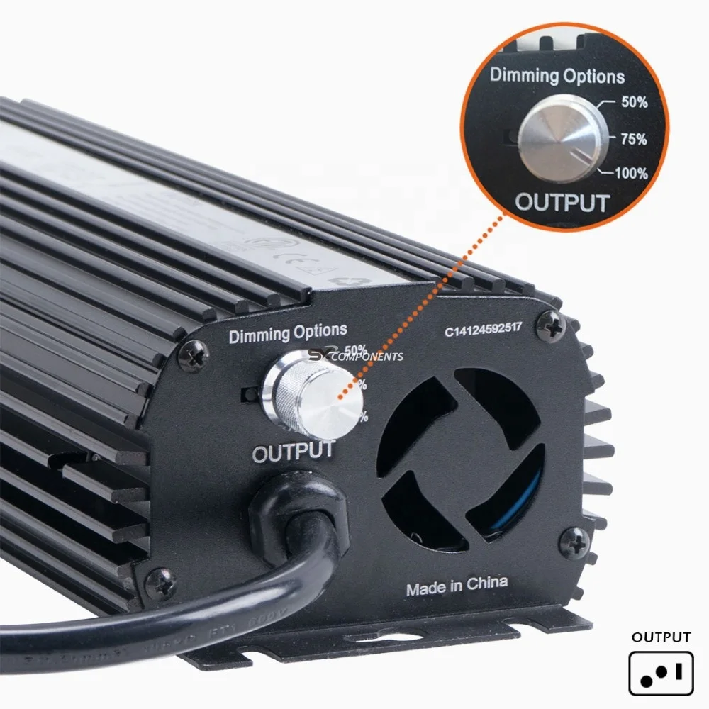 Электронный балласт US Model HPS/MH Grow Light 1000 Вт, гидропоника, регулировка яркости, охлаждение вентилятором.