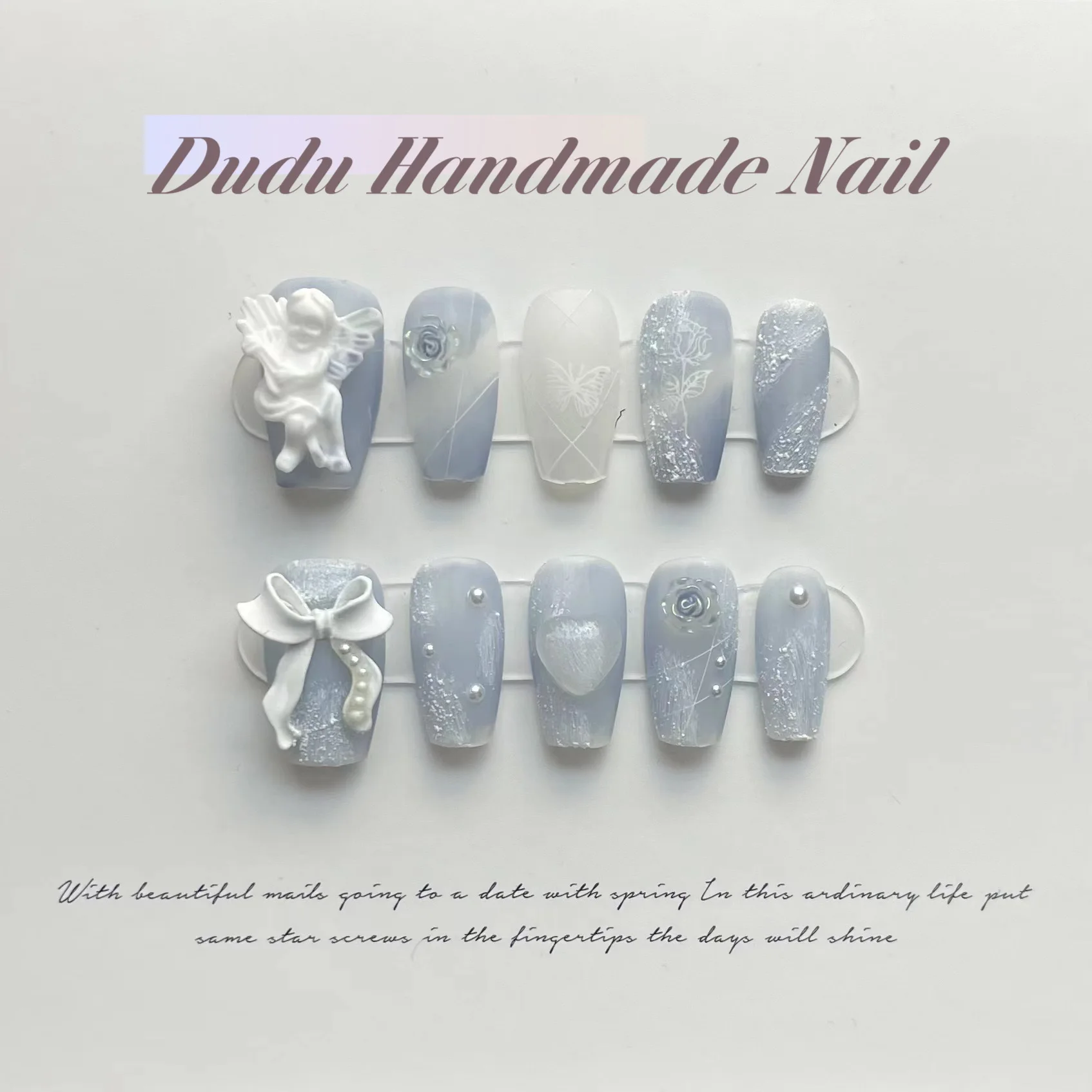 

Набор японских накладных ногтей ручной работы, профессиональное украшение, маникюр, носимые искусственные ногти с дизайном