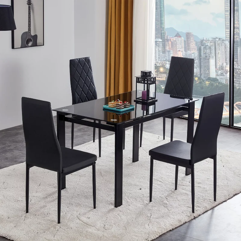 

Mayin 5 Pieces Dining Table Set for 4, 29.5" Height Table, Black