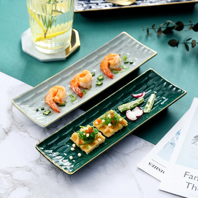 

Luxury 9 Inches Sushi Plate Northern Europe Ceramic Plate Retro Creativity Restaurant Dessert Plate Home Tableware Decor