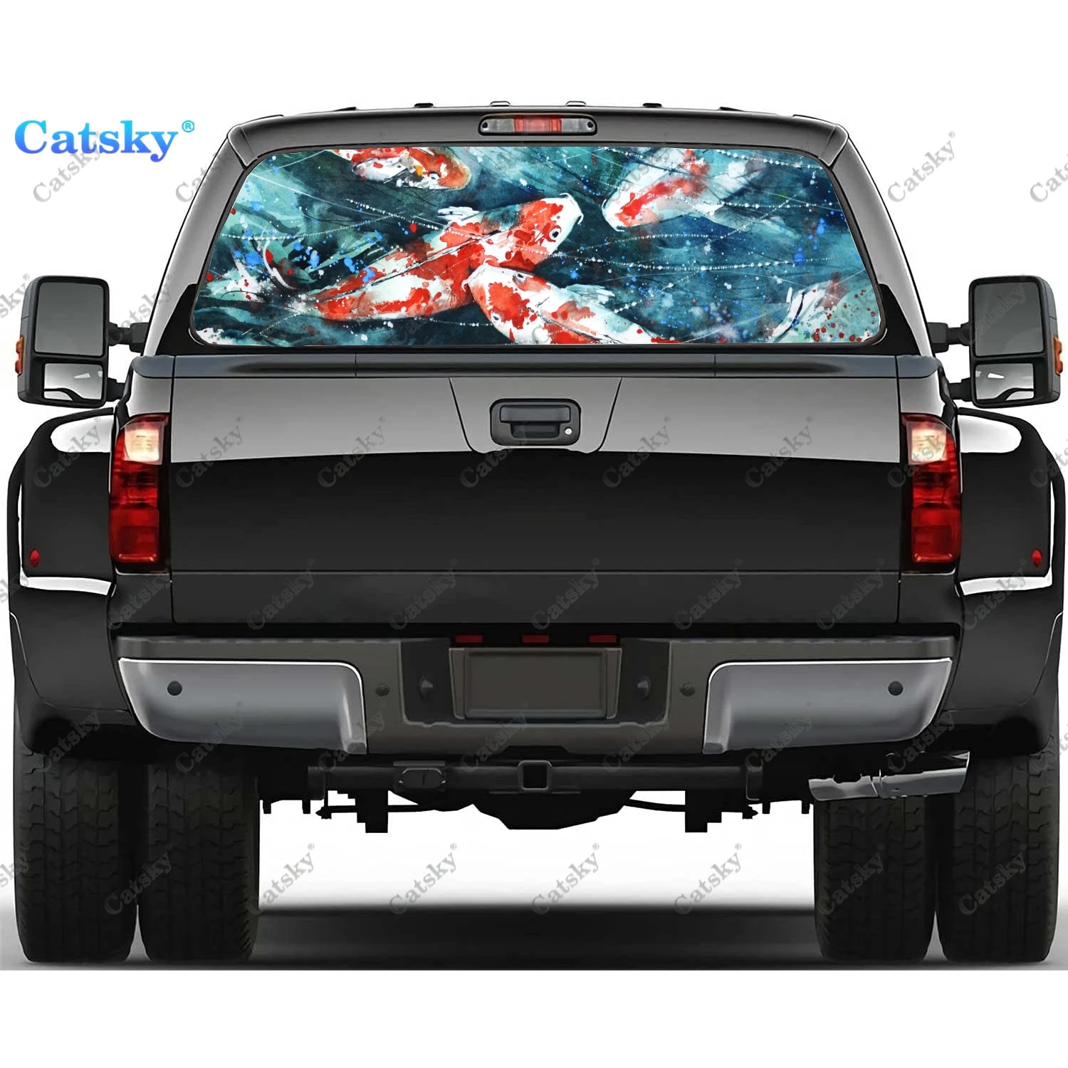 

Наклейки на заднее стекло с изображением животных и рыб для грузовика, наклейка на окно пикапа, тинт для заднего стекла, графическая перфорированная виниловая наклейка для грузовика