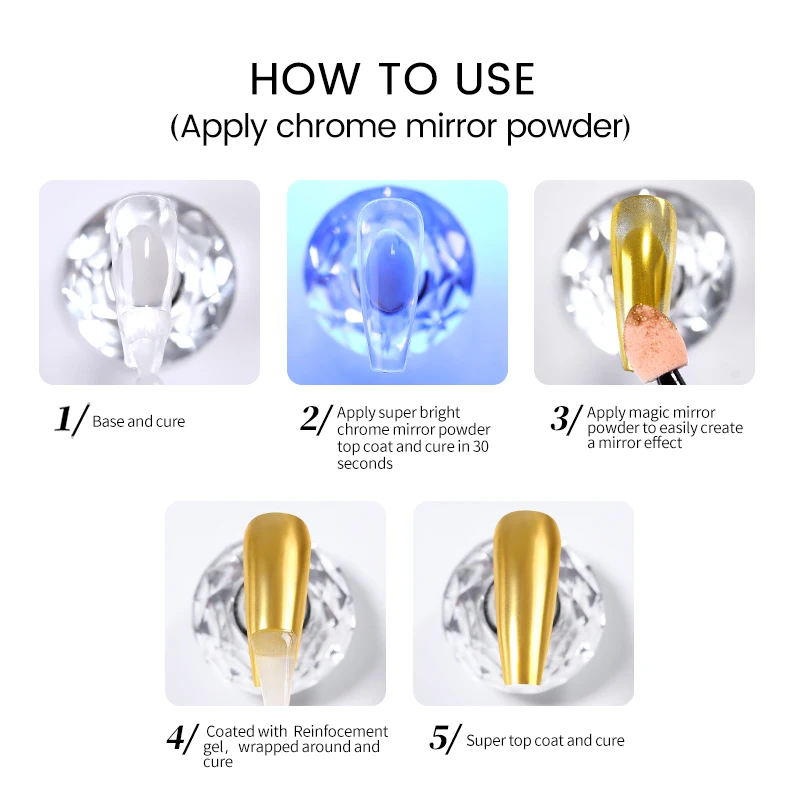 BORN PRETTY 10ml CHROME-MIRROR TOP COAT Transparent Nail Gel Crystal Bright Safe and NON-TOXIC Soak Off UV LED Functional Gel images - 6