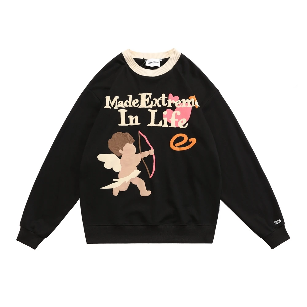 

Женский пуловер с длинным рукавом, свитшот большого размера с изображением ангела и сердца, модная уличная одежда унисекс в стиле хип-хоп, ...