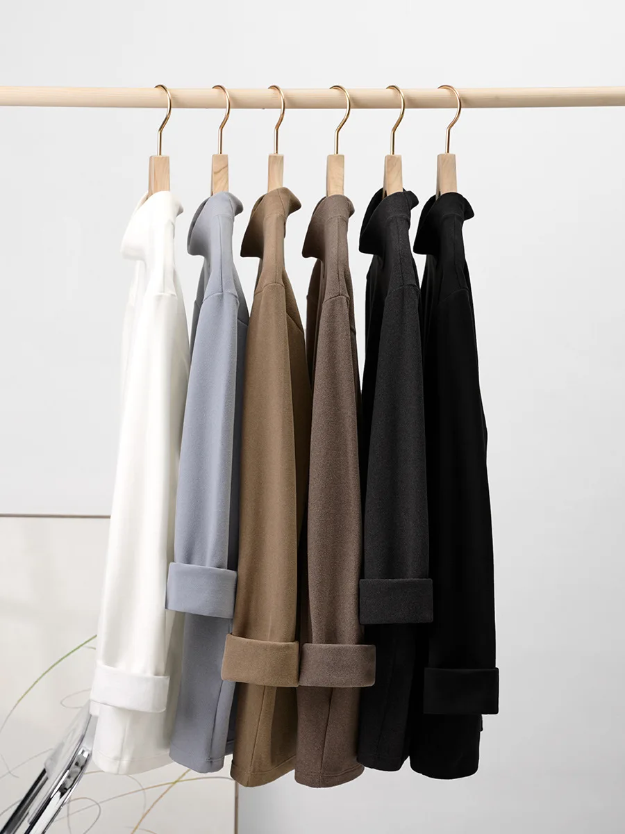 

285g Half Turtleneck Undercoat Female Autumn Winter Warm Double-Sided Velvet Ground Soft Waxy With Solid Color Long Sleeve Male