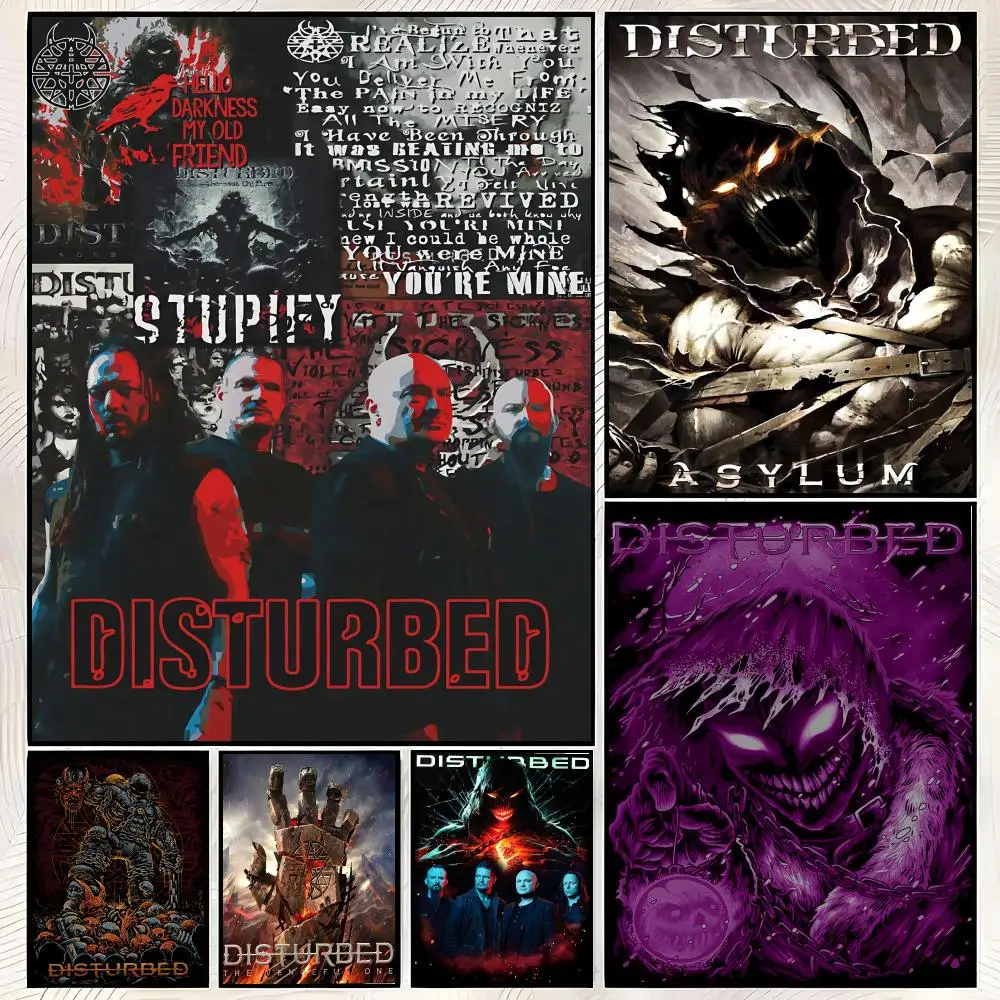 Фото Постер с обложкой альбома группы D-Disturbed в стиле хэви-метал, винтажный принт на бумаге PP, настенное украшение для спальни и гостиной, эстетичный декор. №1