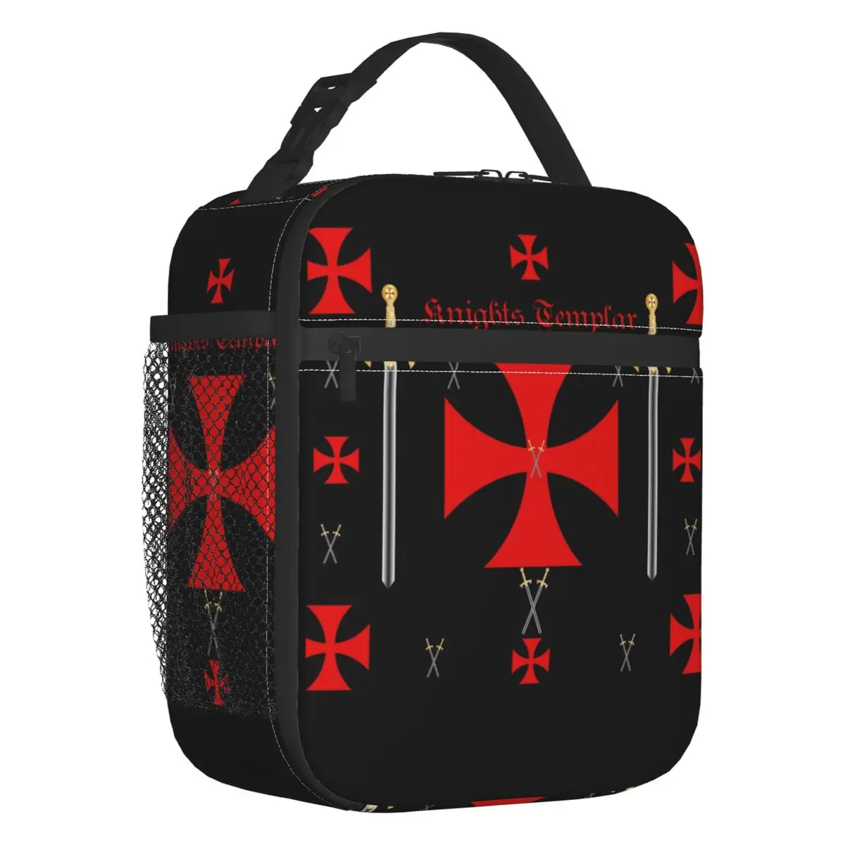 

Medieval Emblem Knights Templar Thermal Insulated Lunch Bags Ordre du Temple Cross Portable Lunch Tote for Kids Storage Food Box