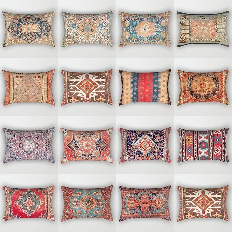 30x50cm Persian Carpet Style Pillowcase Bohemian Flower Polyester Pillow Cover Patchwork Geometric Pillow Case Chair Home Decor