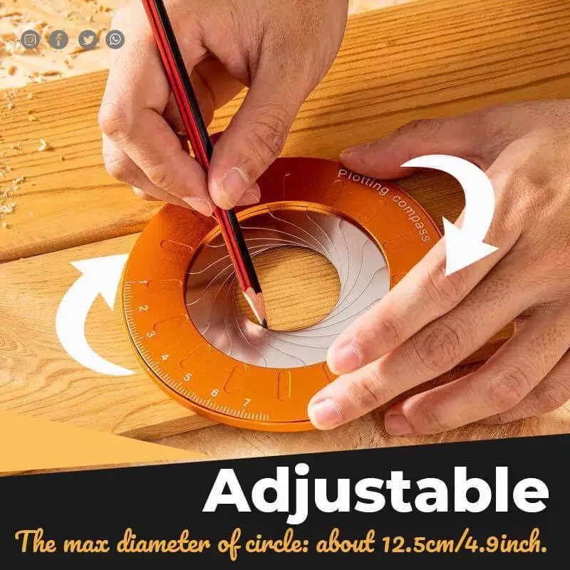 

Round Ruler Aluminum Alloy And Stainless Steel Adjustable Flexible Circle Drawing Ruler Professional Measuring Tools