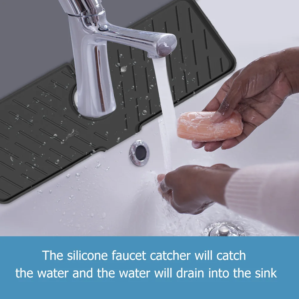 

Silicone Faucet Mat for Kitchen Sink Splash Guard Bathroom Faucet Water Cat Kitchen Bathroom Decoration Sink Mat Accessories