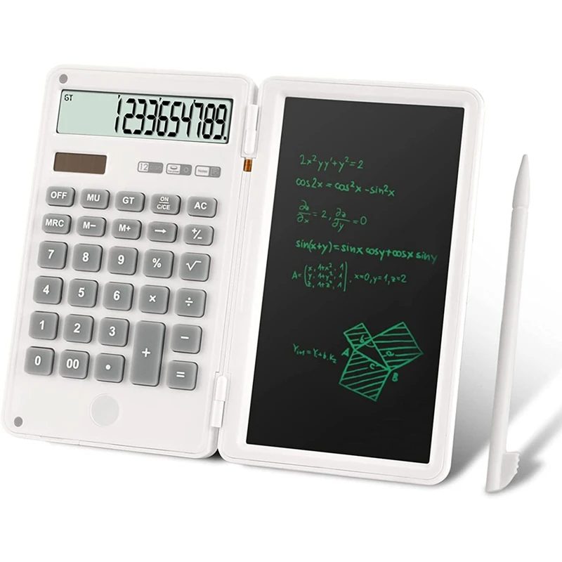 

Учебный калькулятор с планшетом для письма, 12-значный цифровой Настольный калькулятор со стираемой доской для письма