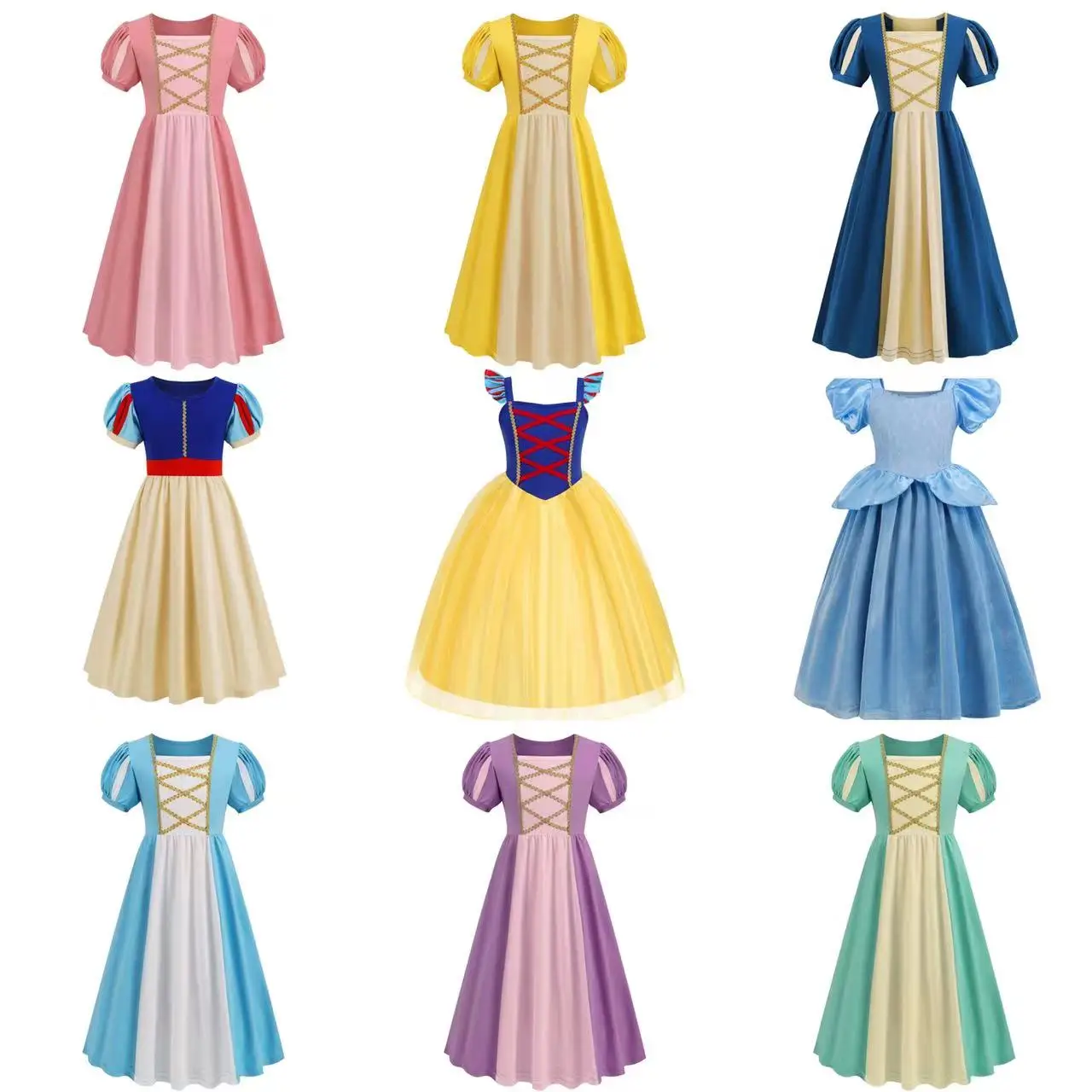

Kids Summer Princes Dress 2 4 6 8 10 Yrs Rapunzal Sleeping Beauty Snow White Cinderella Maxi Dress for Girls Cotton Belle Frock