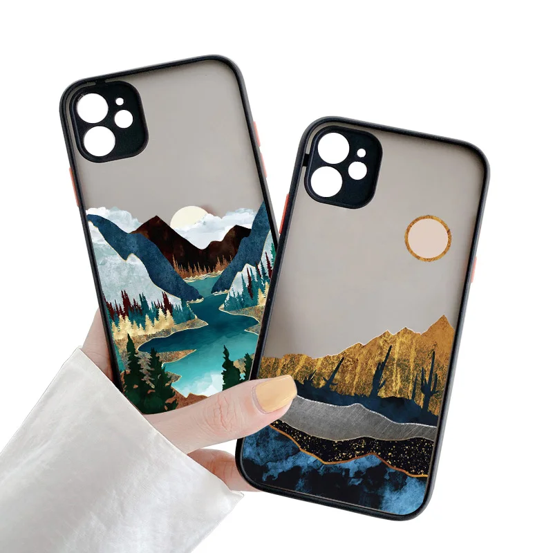 

Painted Phone Case For iphone 12 13 14 11 pro Max X XS MAX XR 7 8 plus SE2 Scenery Cover Hard Shockproof Cases back Cover