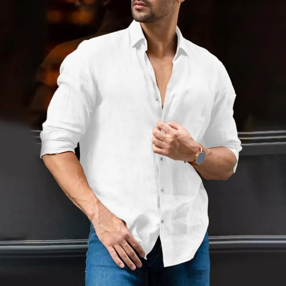 

Stylish Men Tops Turn-down Collar Buttons Quick-drying Wear-resistant Men Spring Shirt Men Autumn Shirt Men Autumn Shirt