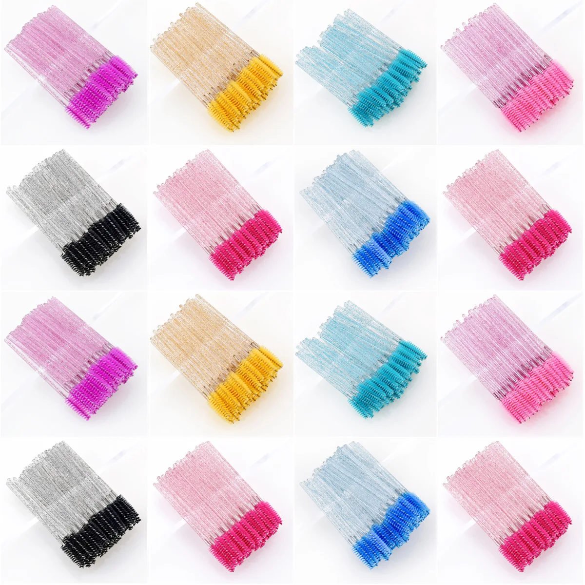 

Disposable 50 Pcs/Pack Crystal Eyelash Makeup Brush Diamond Handle Mascara Wands Eyelash Extension Tool