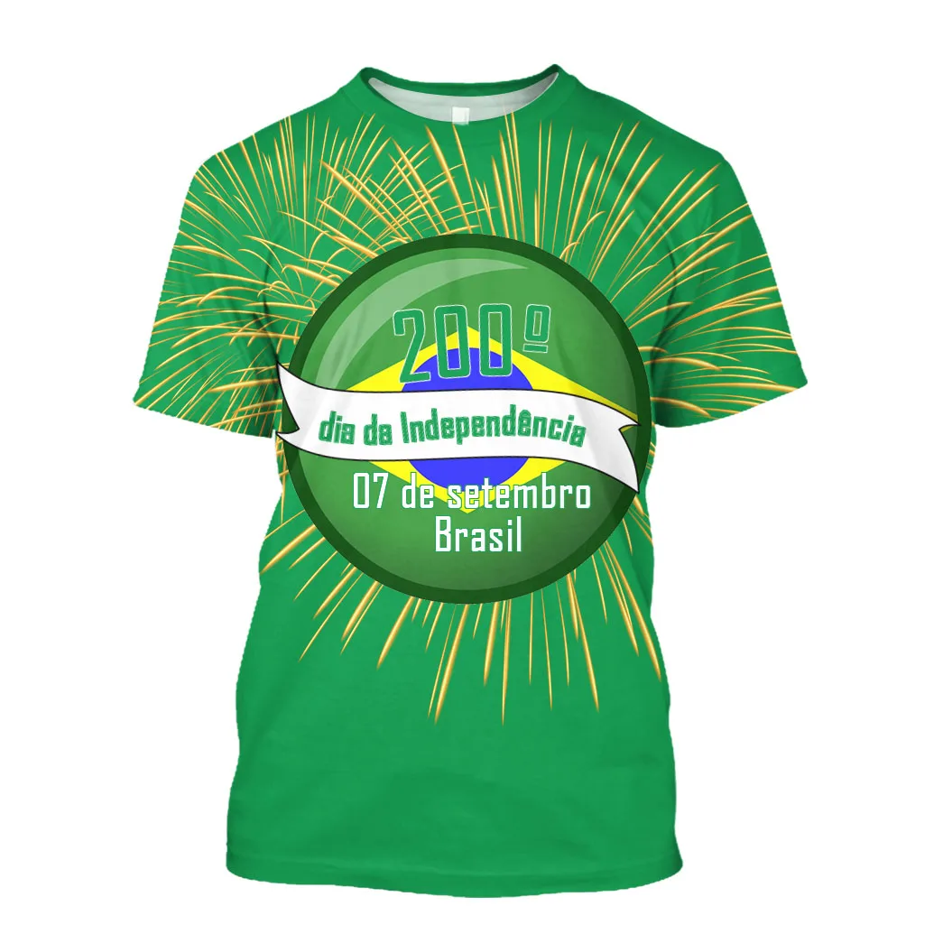 Jumeast бразильский флаг 3D Графические футболки 200th День Независимости футболка с