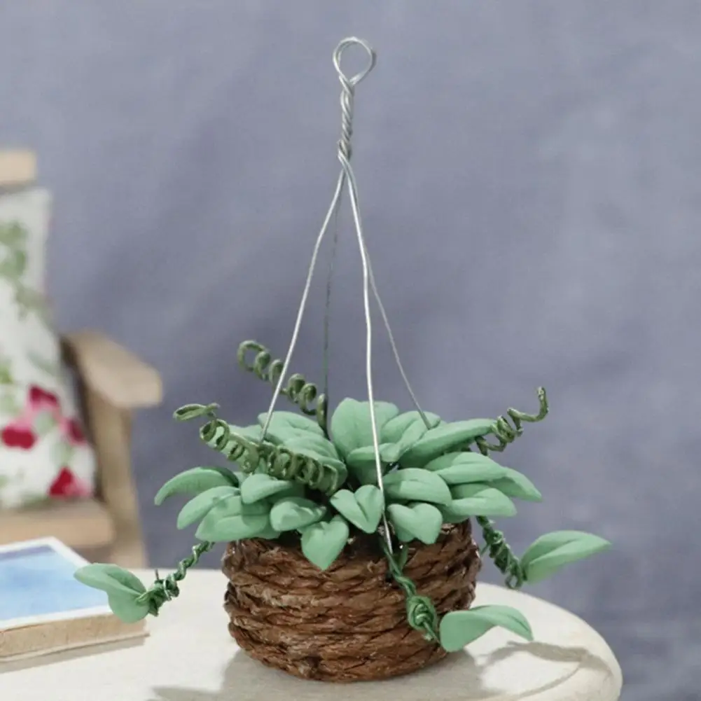 

Mini Green Plant Handcrafted Green Ornament Photography Props Mini Tree Potted Dollhouse Potted for Children
