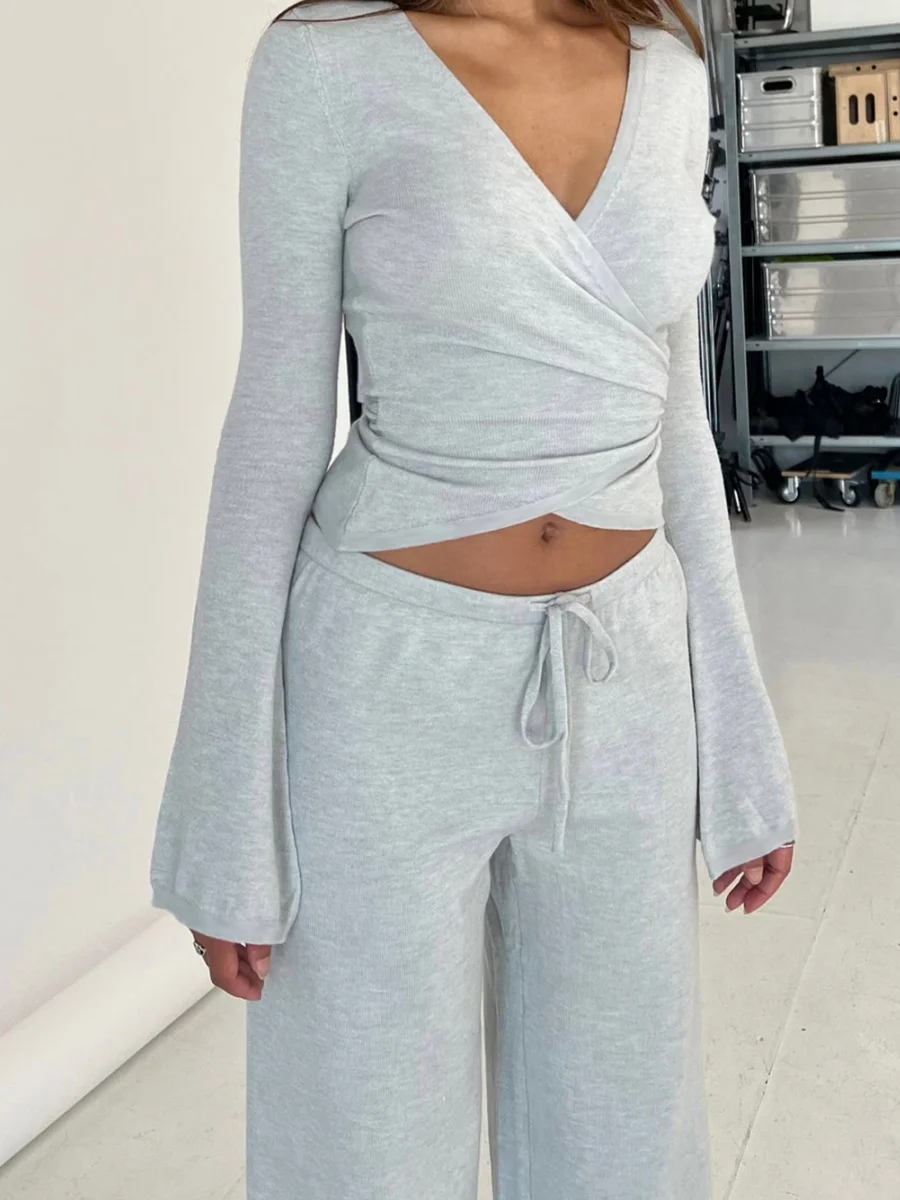 Женский комплект из двух предметов wsevypo Однотонная футболка с длинным рукавом и