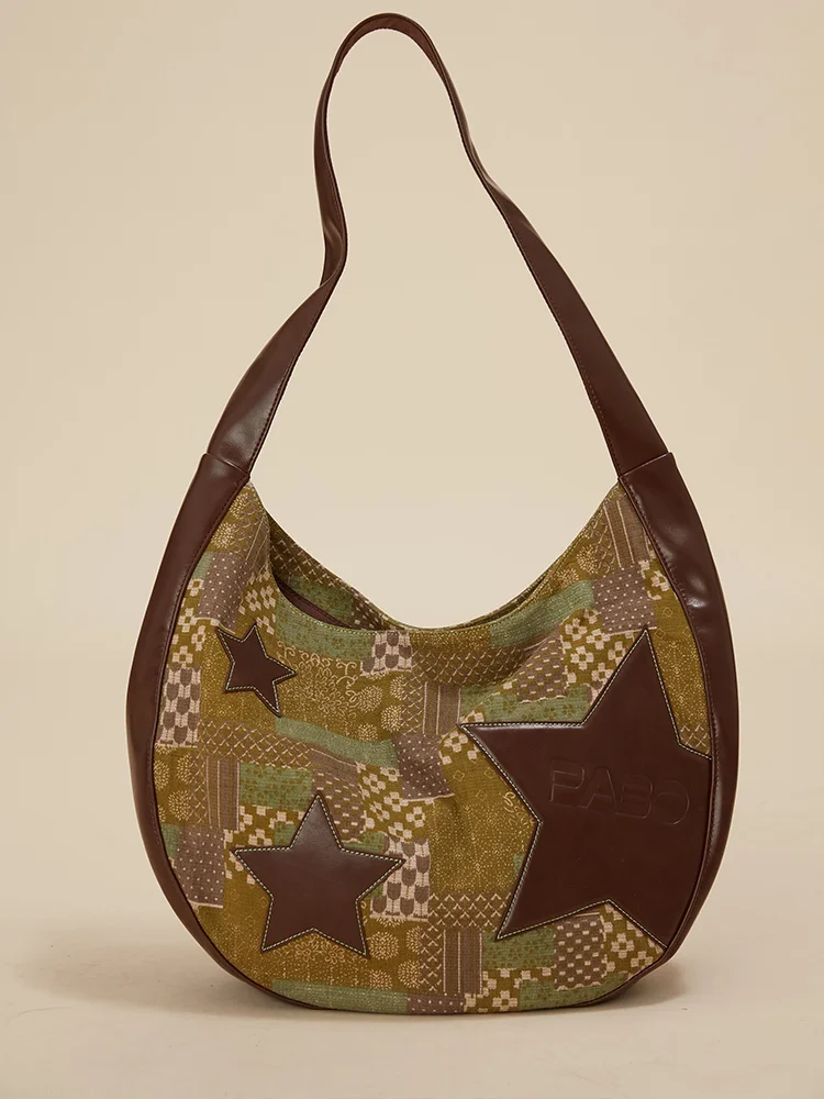 Y2k Эстетические индивидуальные сумки-тоут со звездами Холст Уличная одежда Сумки