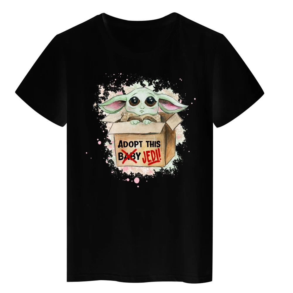 

New Baby Yoda Woman T Shirt Mandalorian Fashion Cartoon Summer Top Couple Matching Short Sleeve Young Girl T-Shirts Universal