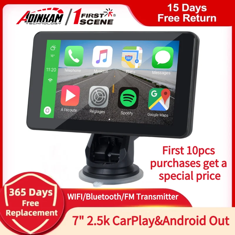 

Wireless Carplay Dash Cam Android Auto FHD 2.5K 7inch Touch Screen Car Radio Dual Lens WIFI GPS Bluetooth FM Transmission DVRs
