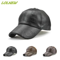 mens pu leather baseball cap autumn winter outdoor street hats adjustable snapback caps sport cap for golf gym running outdoor