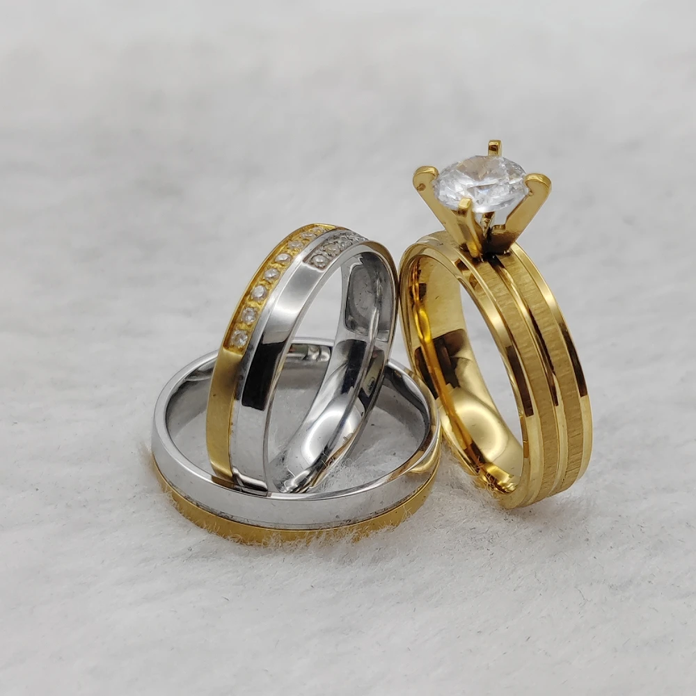Bridal Jewellery Dubai Wedding Proposals Finger Ring Affordable 18k Golden Titanium Woman Marriage Zircon Rings Couples