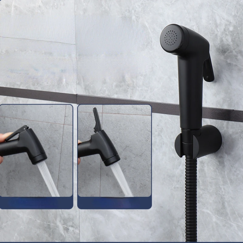 

Черный комплект распылителя из АБС, герметичная насадка для душа и унитаза для купания, держатель для биде, латунная насадка