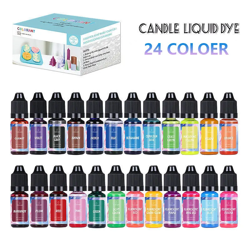 

24 Colors Candle Dyes Pigment Aromatherapy Liquid Colorant Pigment DIY Candle Mold Soap Coloring Handmade Crafts Resin Pigment