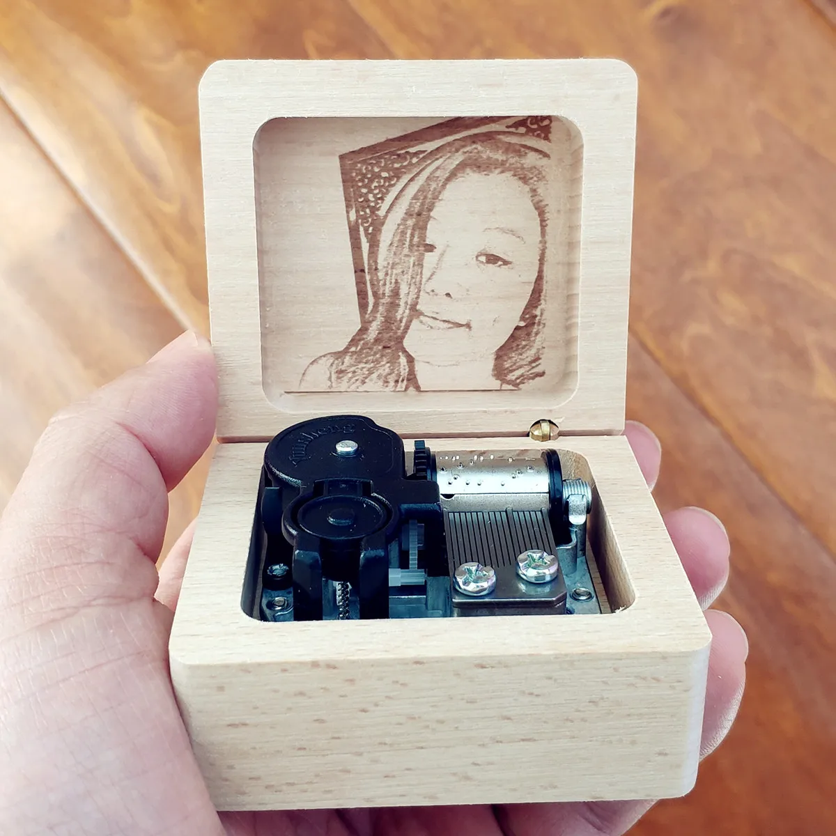 My Favorite Grace Wood Wind Up Music Box Customized Photo Gift