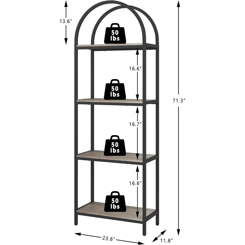 Книжная полка 4-уровневый арочный книжный шкаф открытые книжные полки высотой 71 3