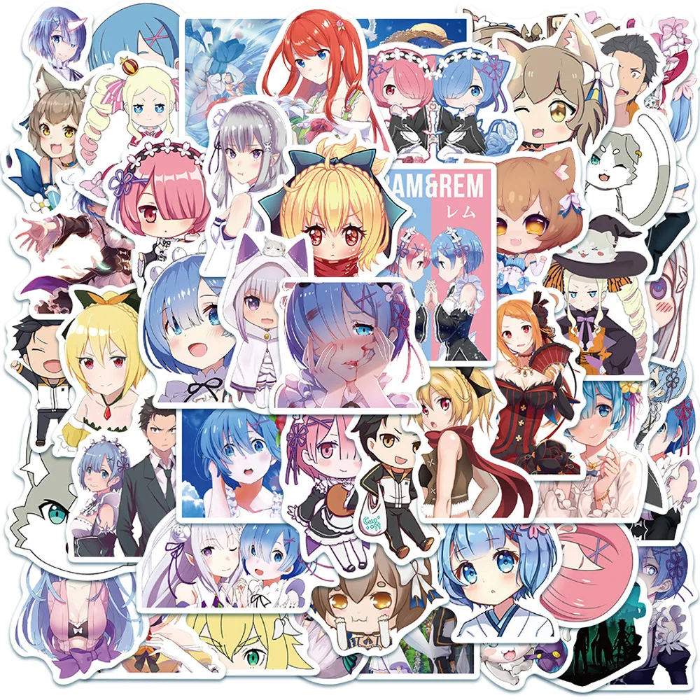

10/30/50pcs Re:Life in a Different World From Zero Anime Stickers for Laptop Notebook Guitar PVC Graffiti Decal Sticker Kids Toy