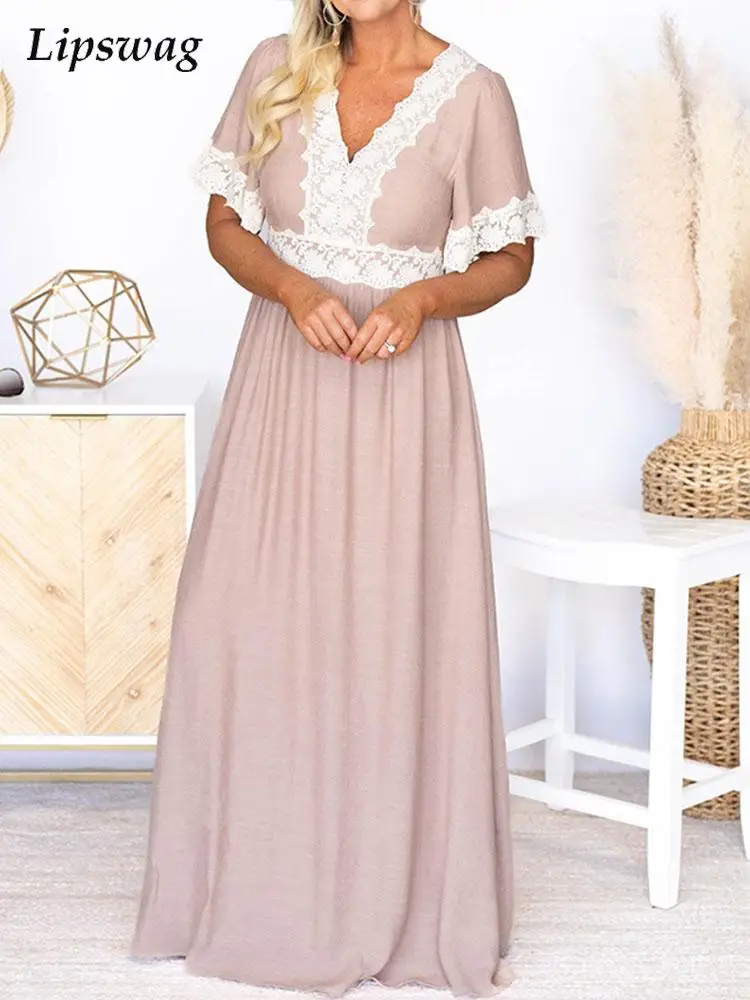 

Женское платье с коротким рукавом и V-образным вырезом, Длинное свободное повседневное офисное платье с принтом в стиле пэчворк, лето 2022