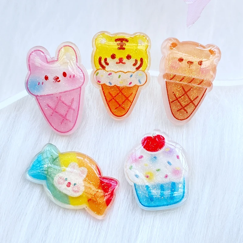 10 шт. новые милые смешанные конфеты с мороженым акриловые зеркальные украшения