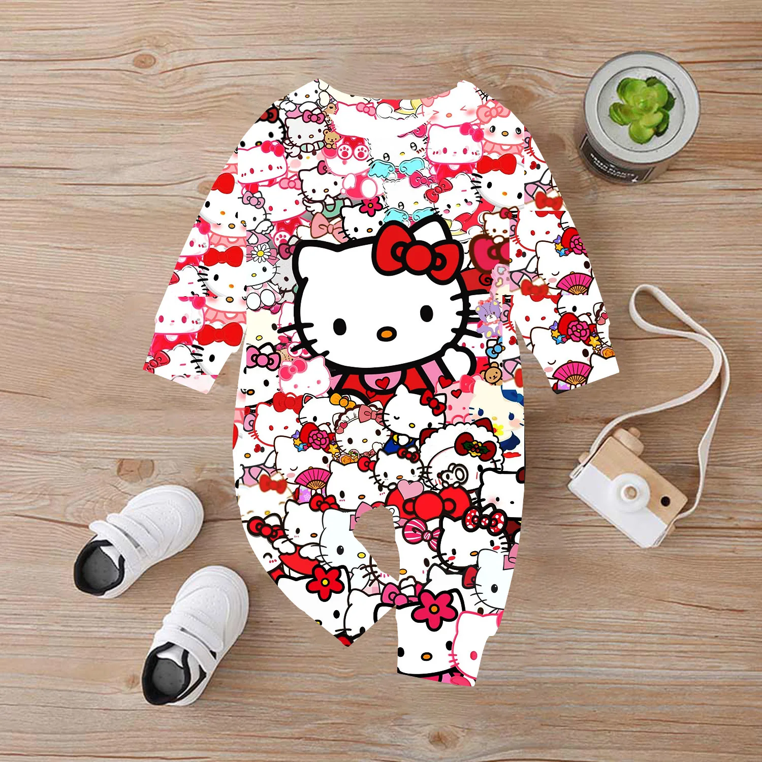 HELLO KITTY Cartoon Anime 2025 Hot Selling Baby Cotton jumpsuit 0-4 Year Old Boys and Girls Newborn Casual