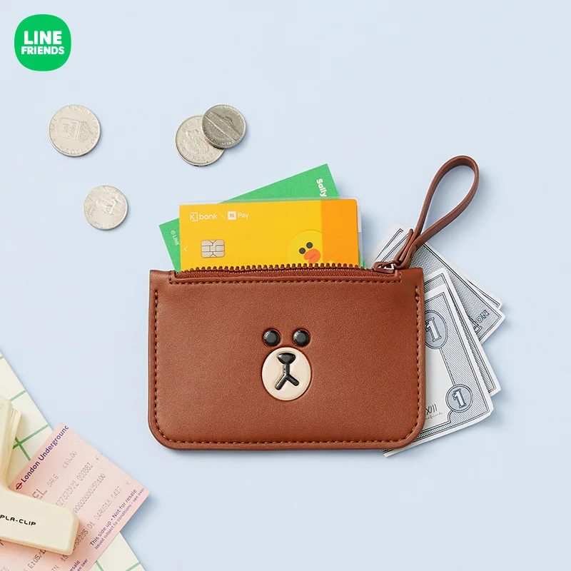 

Line Friends Leather Like Series Brown Cony Cartoon Kawaii Card Pack Super Cute Creative Anime Peripherals Coin Purse Girl Gift