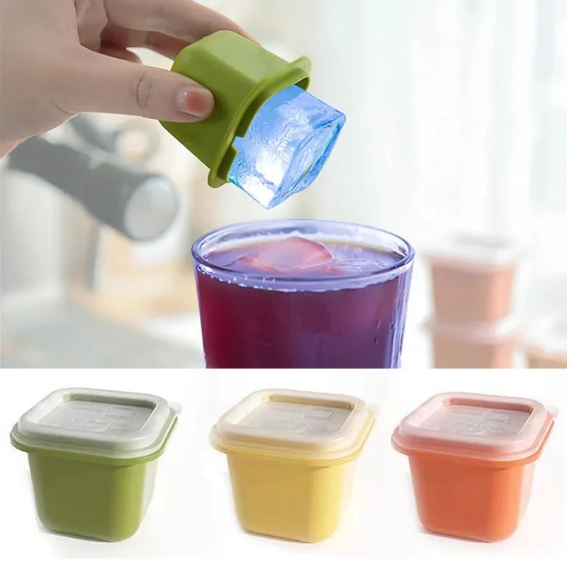 

Ice Block Mold Soft Bottom Ice Box with Lid DIY Fruit Milk Icecream Maker Refrigerator Ice Storage Box Summer Ice Molds Tray