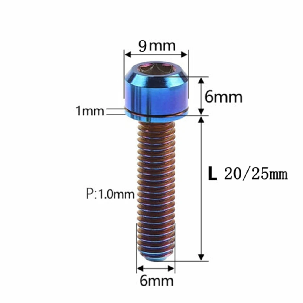 Фото Титановые болты Liumeili Ti M6x20 M6X25 мм с шайбами T30, фасканая головка Torx для зажима штока велосипедного дискового тормоза, 1 шт. №2