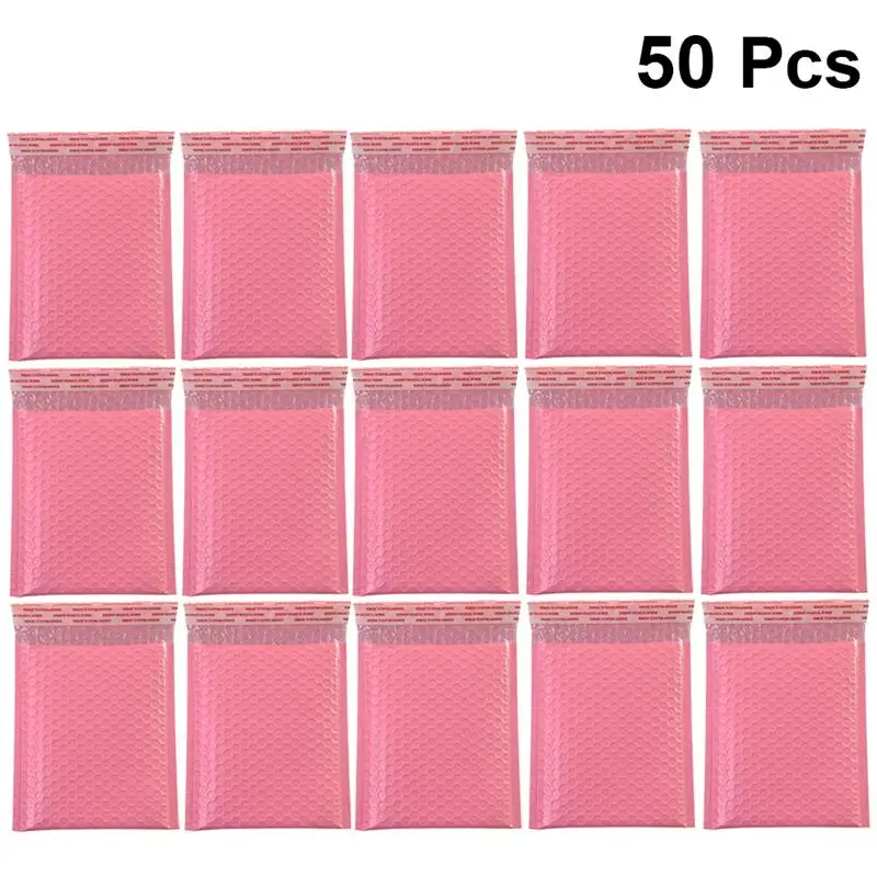 50pcs Practical Bubble Storage Bag Shockproof Express Delivery Packaging Bag Bubble Pouch for Home Shop Office (Pink, 45x35cm)