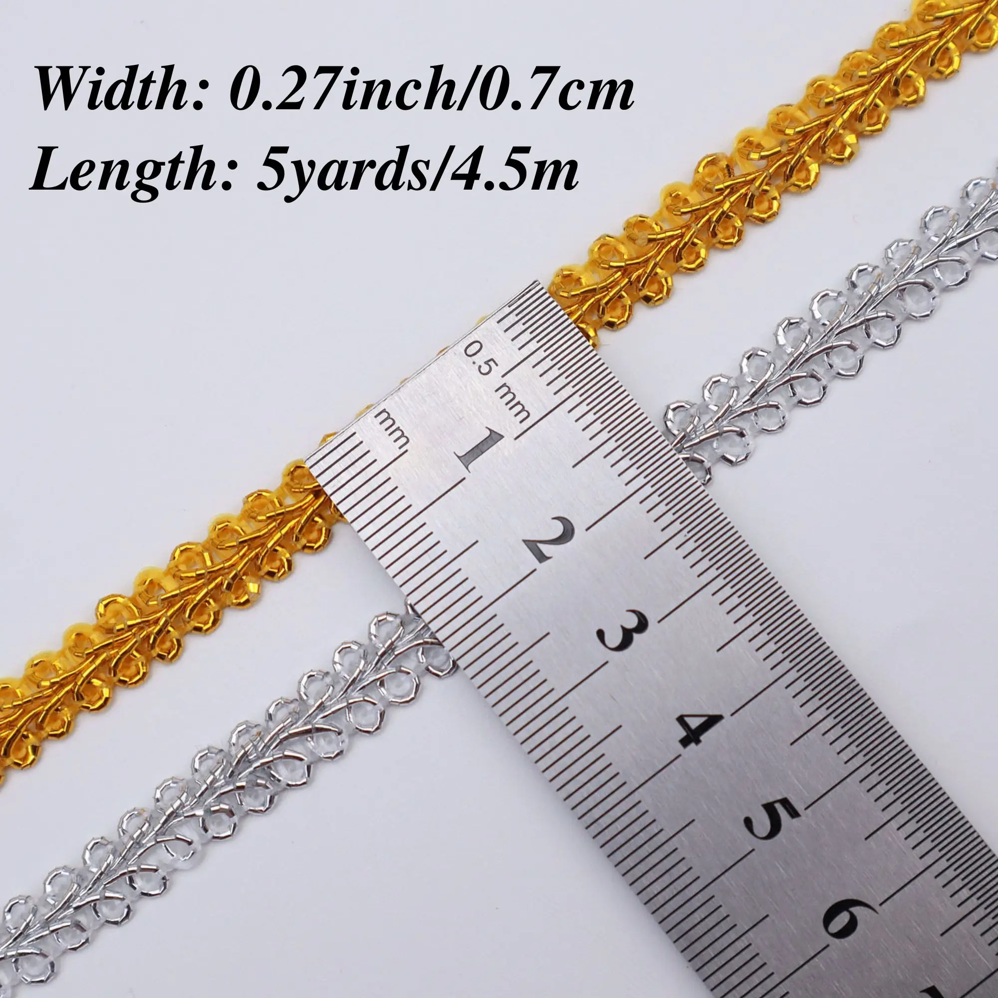 Оплетка Gimp 5 ярдов Золотая/Серебристая оплетка отделка для шитья поделки сделай