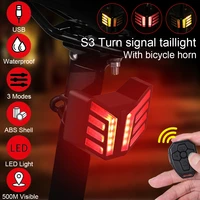 bicycle tail light usb bike rear light wireless remote control turn signal for bicycle with horn mountain mtb road accessories