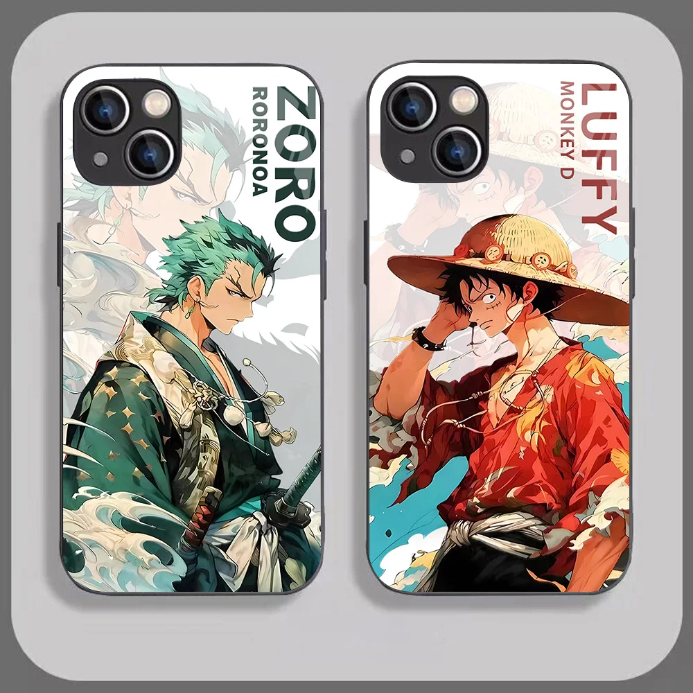 Anime O-One P-Pieces Phone Case for IPhone 16 15 14 13 12 Mini 11 Pro XS Max XR X SE 2022 8 7 Plus Glass Soft Frame Back Cover
