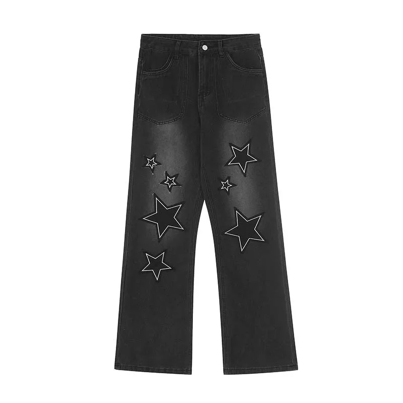 

2023 New High Street Retro XINGX Printed Jeans Men's Loose Design Hip Hop Casual Trousers Wholesale