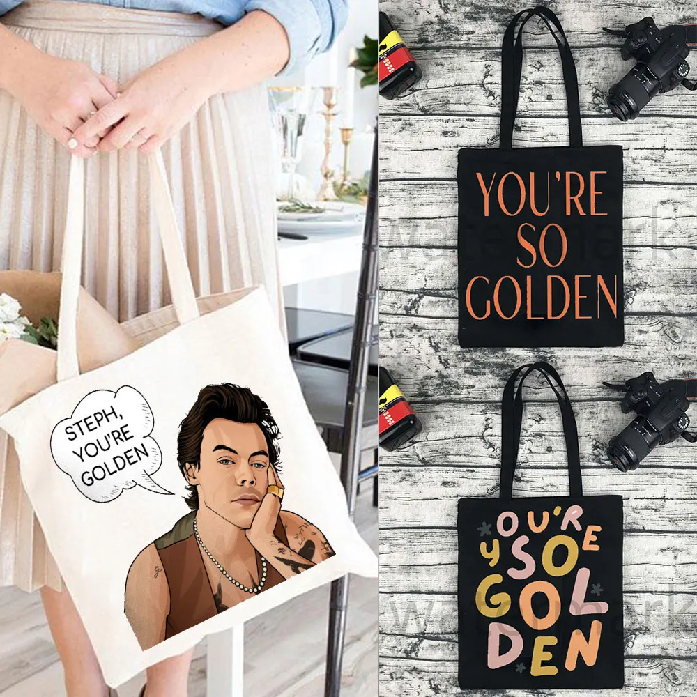 

You Are So Golden Large Harry's House Totes Canvas Bag Harajuku Shopping Supermarket Bag Harry Inspired Tote Bag Shopper Bag