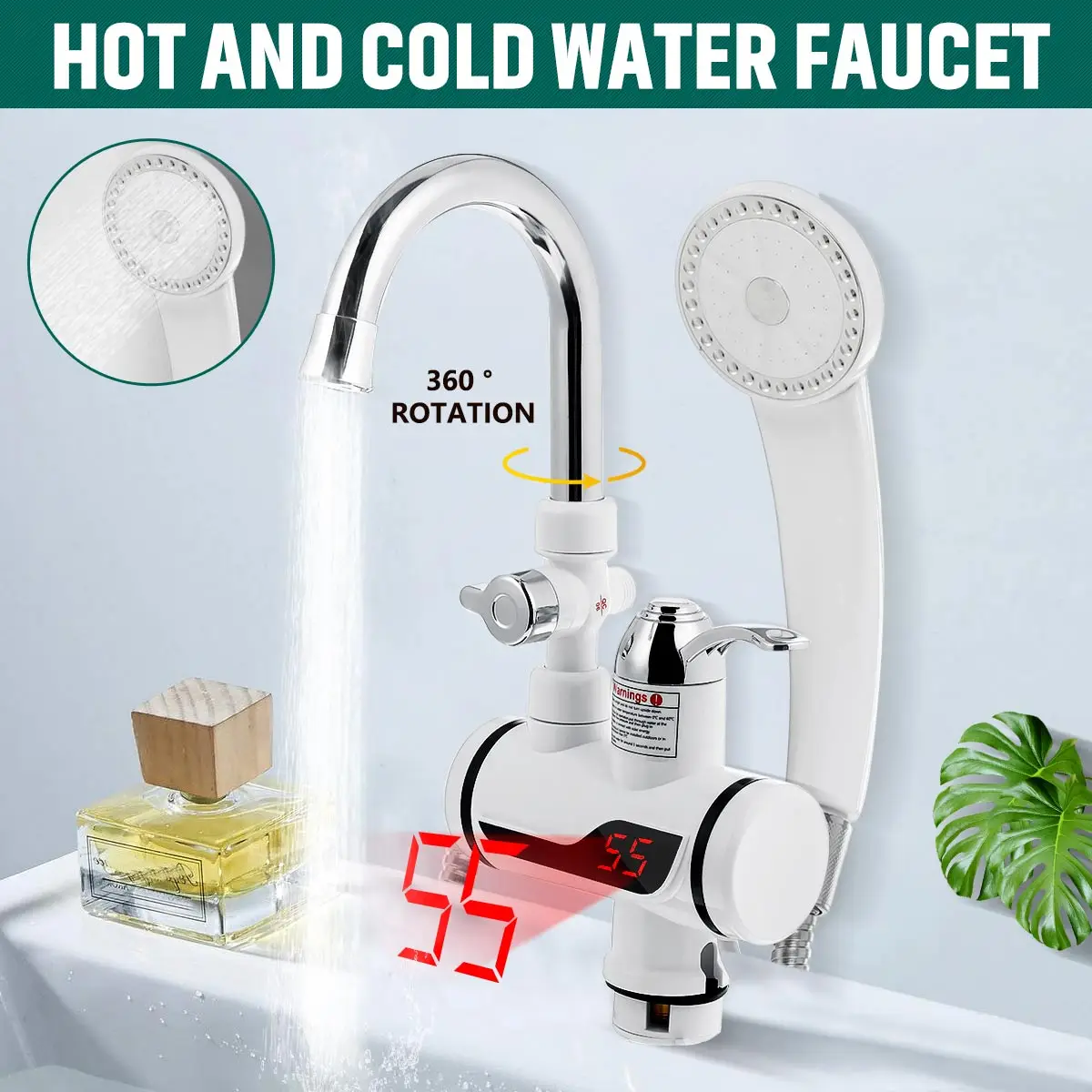 

3000W Instant Electric Shower Water Heater Instant Hot Faucet Kitchen Tap Water Heating Instantaneous Water Heater US STOCK