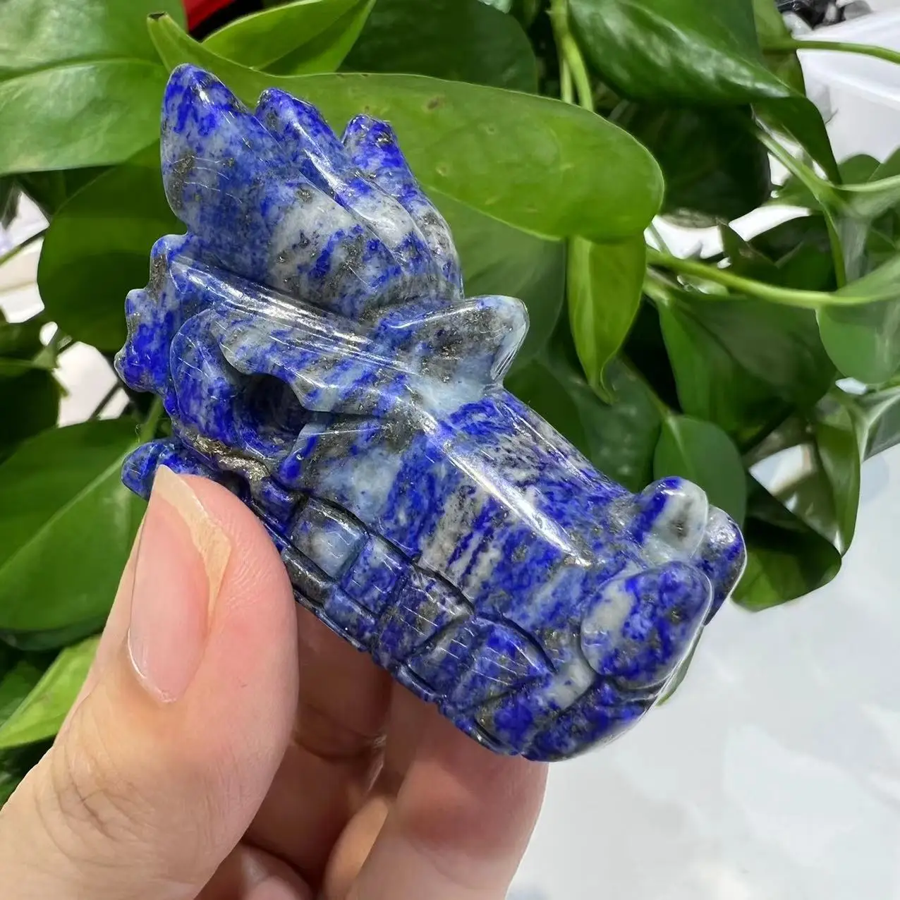 

Природная Хрустальная скульптура с черепом лазурита, Восточный мозг дракона, Хрустальный кран, украшение для дома