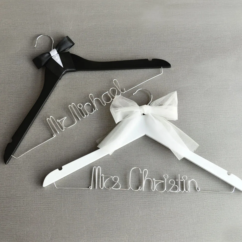 

Personalized Wire Wedding Hanger Custom Bride and Groom Wedding Dress Hanger Bridal Hanger Wedding Party Decor Wedding Gift