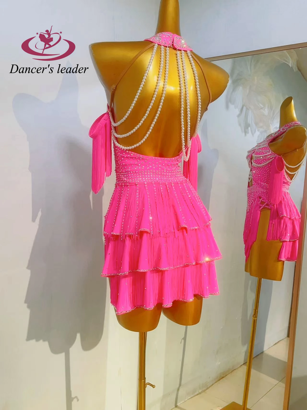 Костюм для латинских танцев женская высококачественная юбка со стразами на