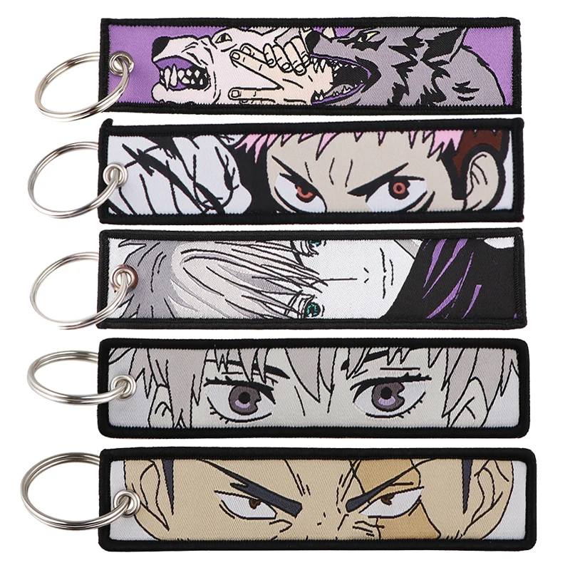 

Jujutsu Kaisen Embroidered Cool Car Keychains for Men Keyring Anime keys Tag Women Man Fashion Accessories Jewelry Gifts
